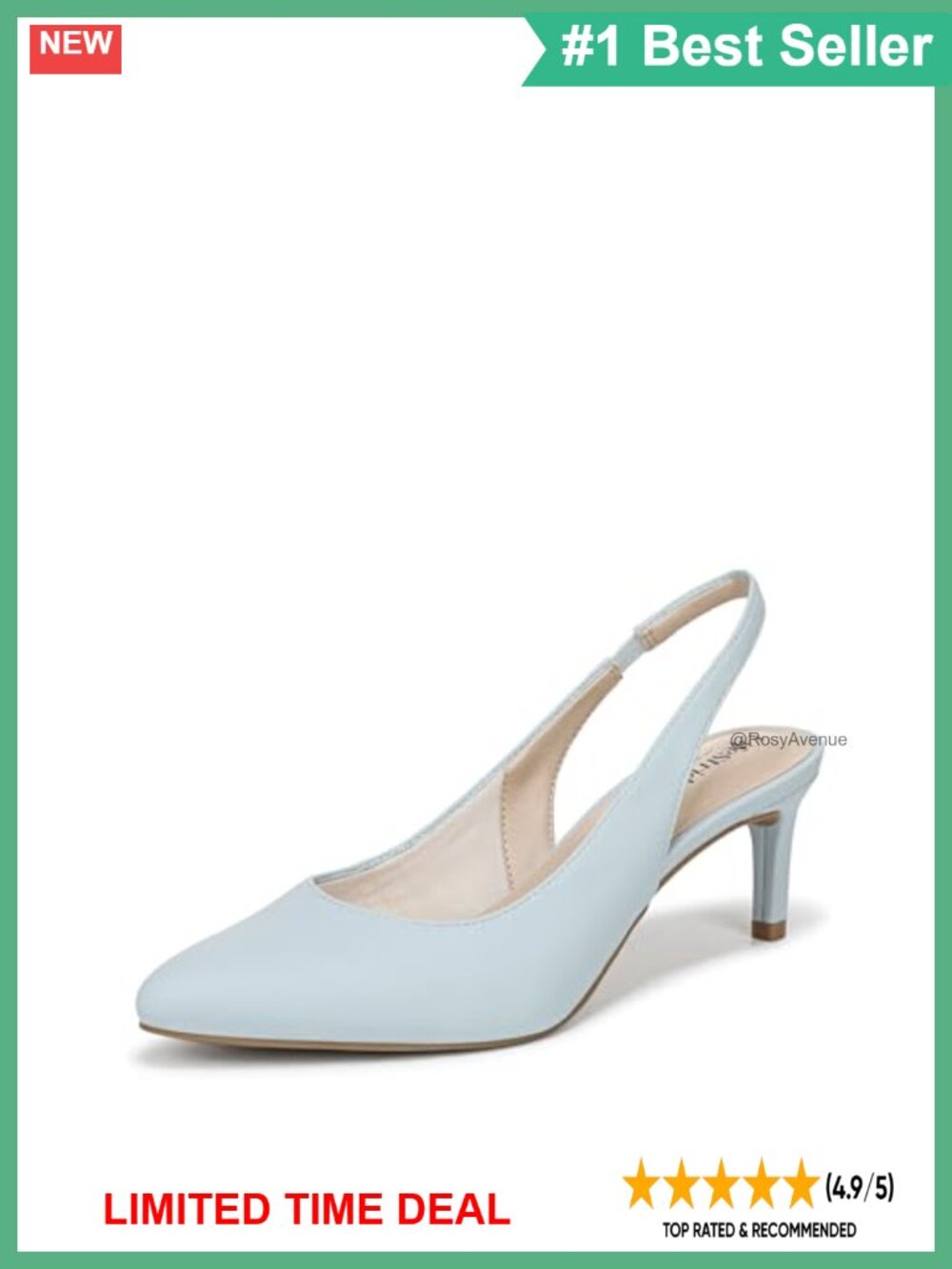 LifeStride Slingback Pointed Toe Pump Faux Leather Dress Shoe